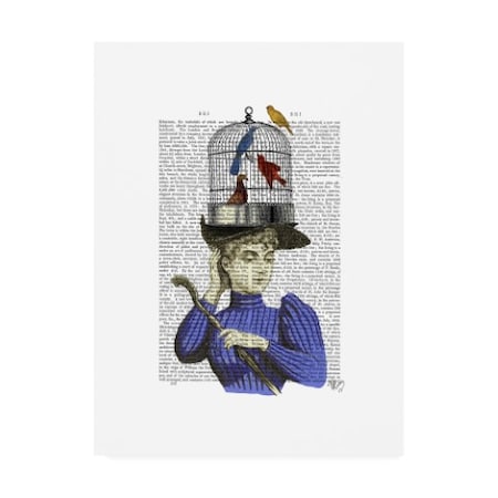 Fab Funky 'Woman With Birdcage Hat' Canvas Art,18x24